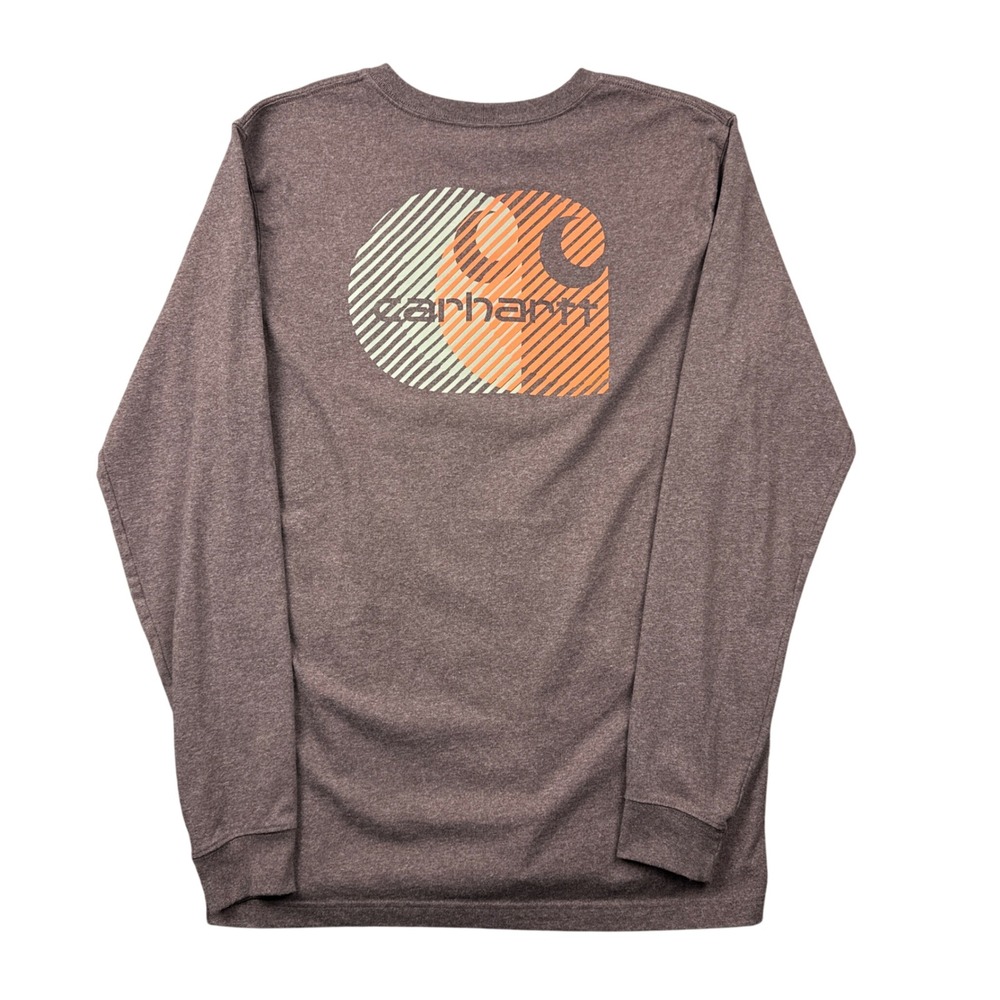 Carhartt Men Large Tall Relaxed Fit Long Sleeve Pocket T-Shirt Brown Heather